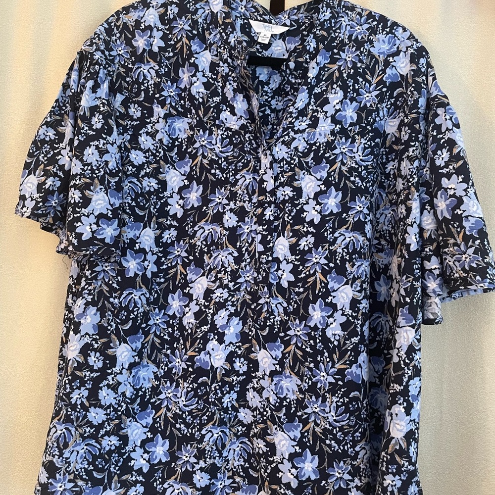 Blue Floral Flowy Blouse